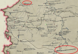 Карта Краснослободского уезда 1800 г. с указанием села Проказна