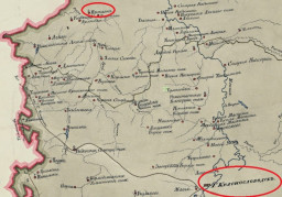 Карта Краснослободского уезда 1800 г. с указанием села Проказна